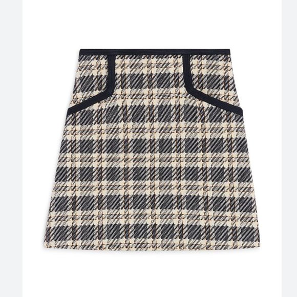 Sandro Blue/Yellow Tweed Matching Skirt - Picture 1 of 3
